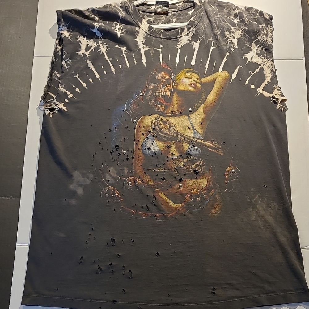 90's GRUNGE Biker Shirt Graphic Distressed T-Shirt